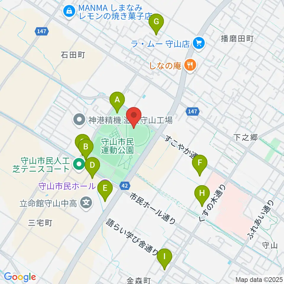 守山市民球場周辺の駐車場・コインパーキング一覧地図