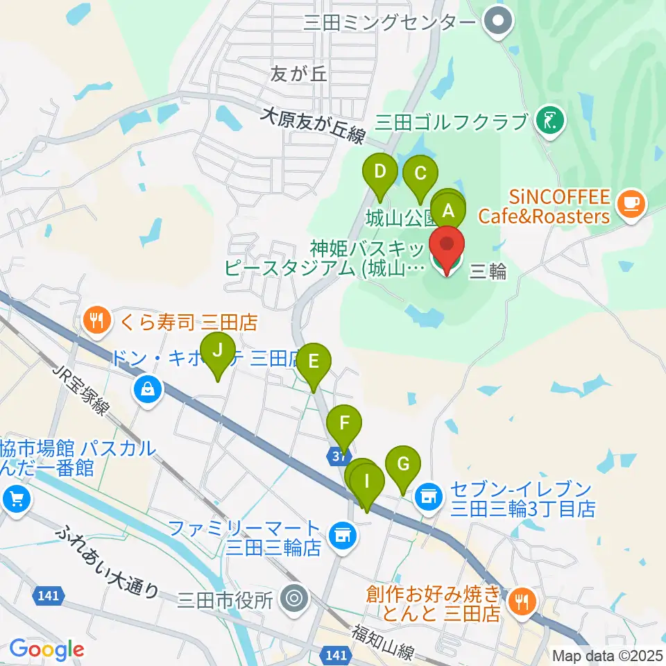 神姫バスキッピースタジアム周辺の駐車場・コインパーキング一覧地図