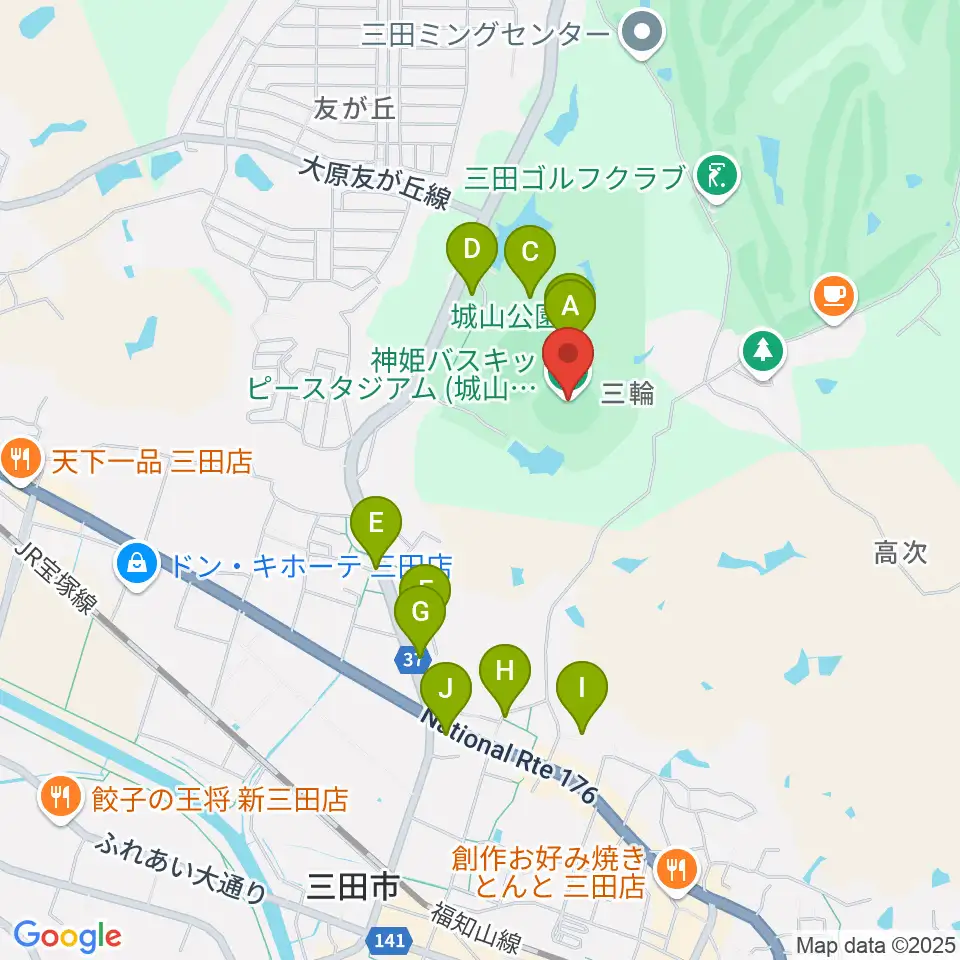 神姫バスキッピースタジアム周辺の駐車場・コインパーキング一覧地図
