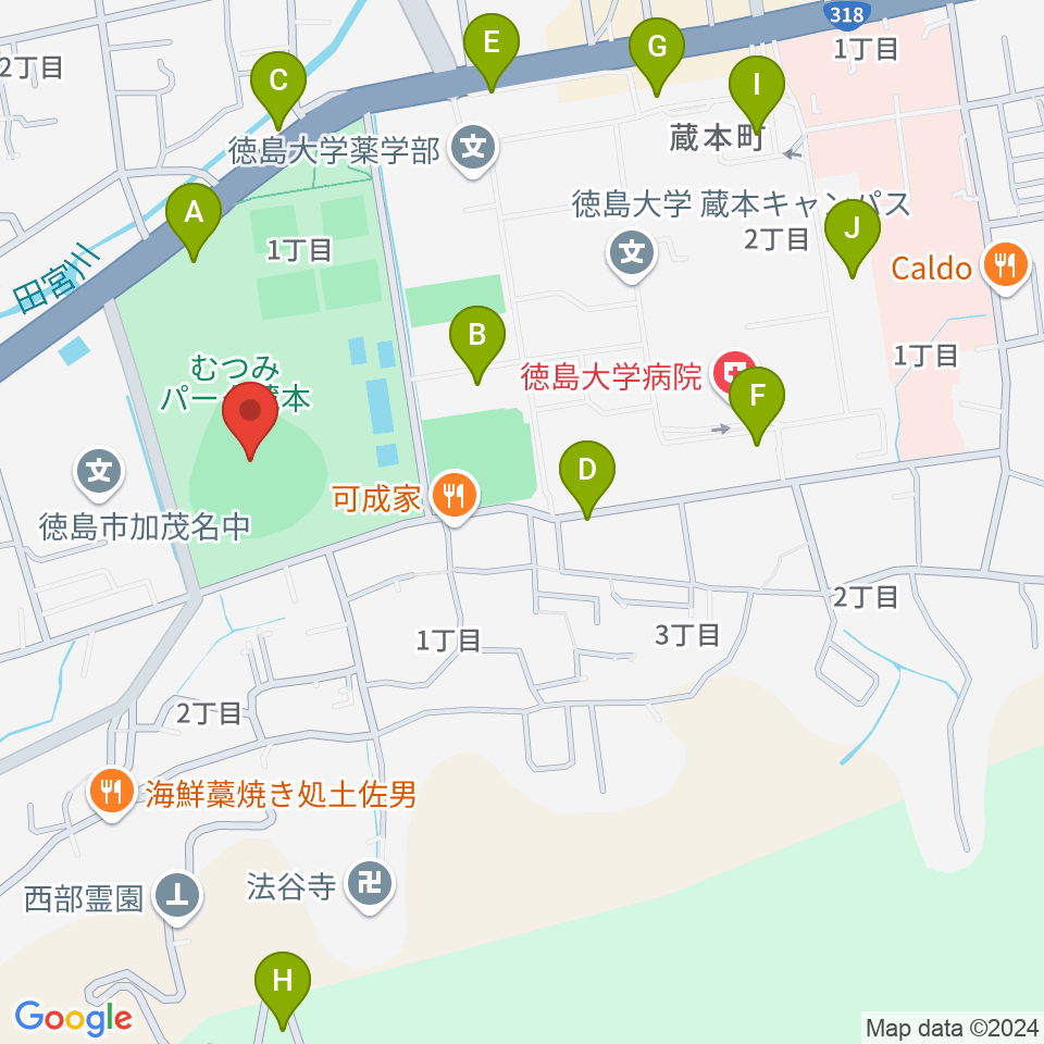 むつみスタジアム周辺の駐車場・コインパーキング一覧地図