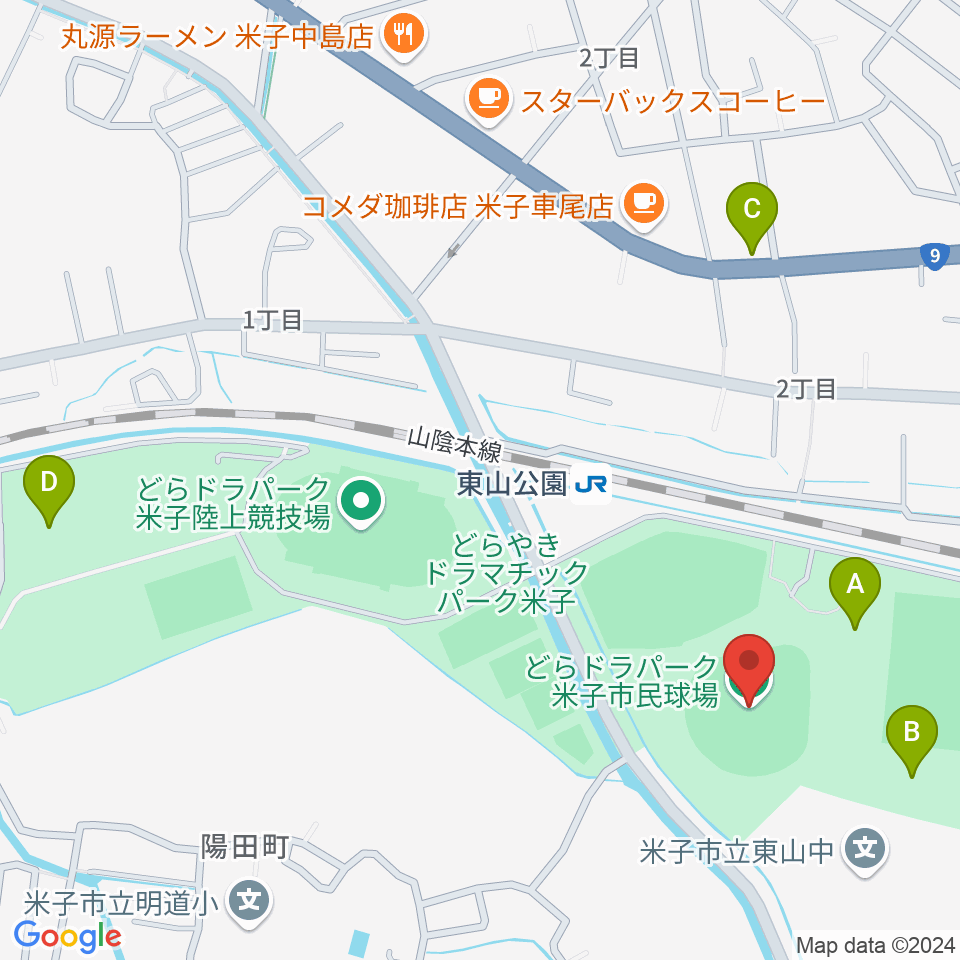 どらドラパーク米子市民球場周辺の駐車場・コインパーキング一覧地図