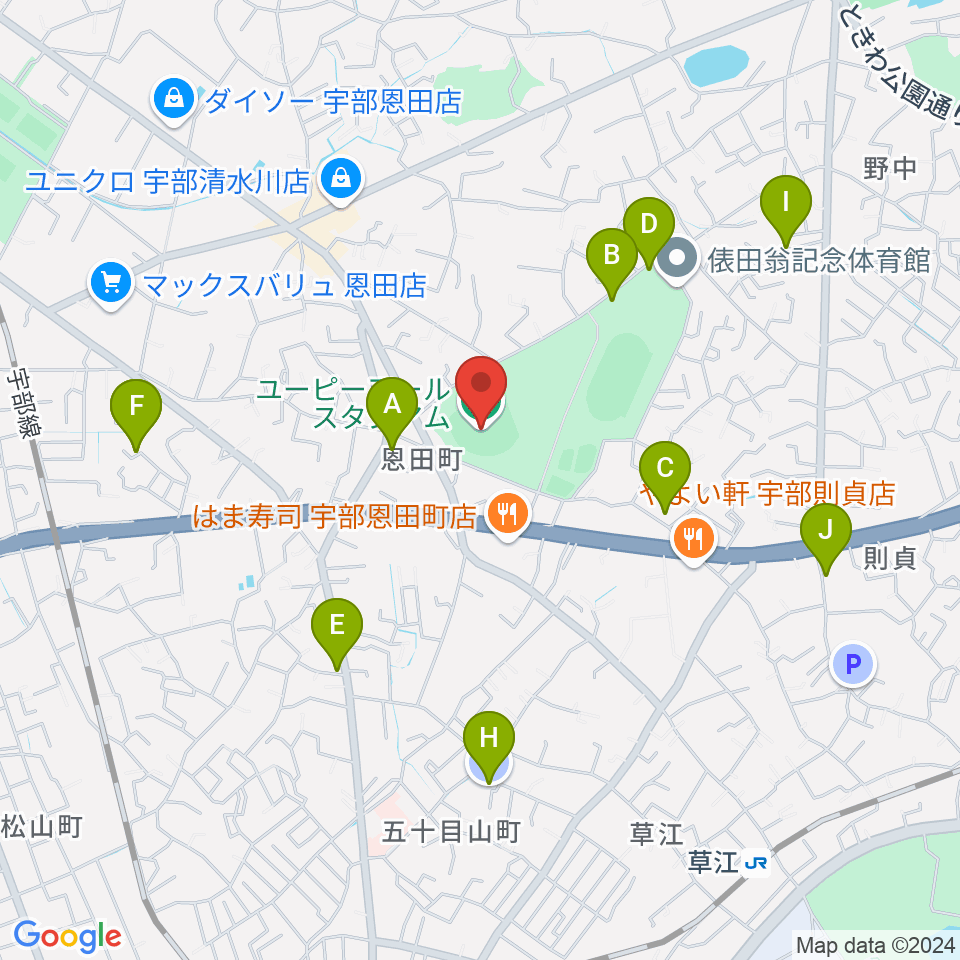 ユーピーアールスタジアム周辺の駐車場・コインパーキング一覧地図