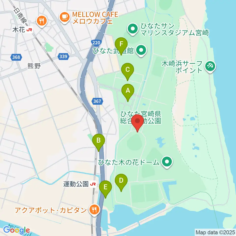 ひなたひむかスタジアム周辺の駐車場・コインパーキング一覧地図