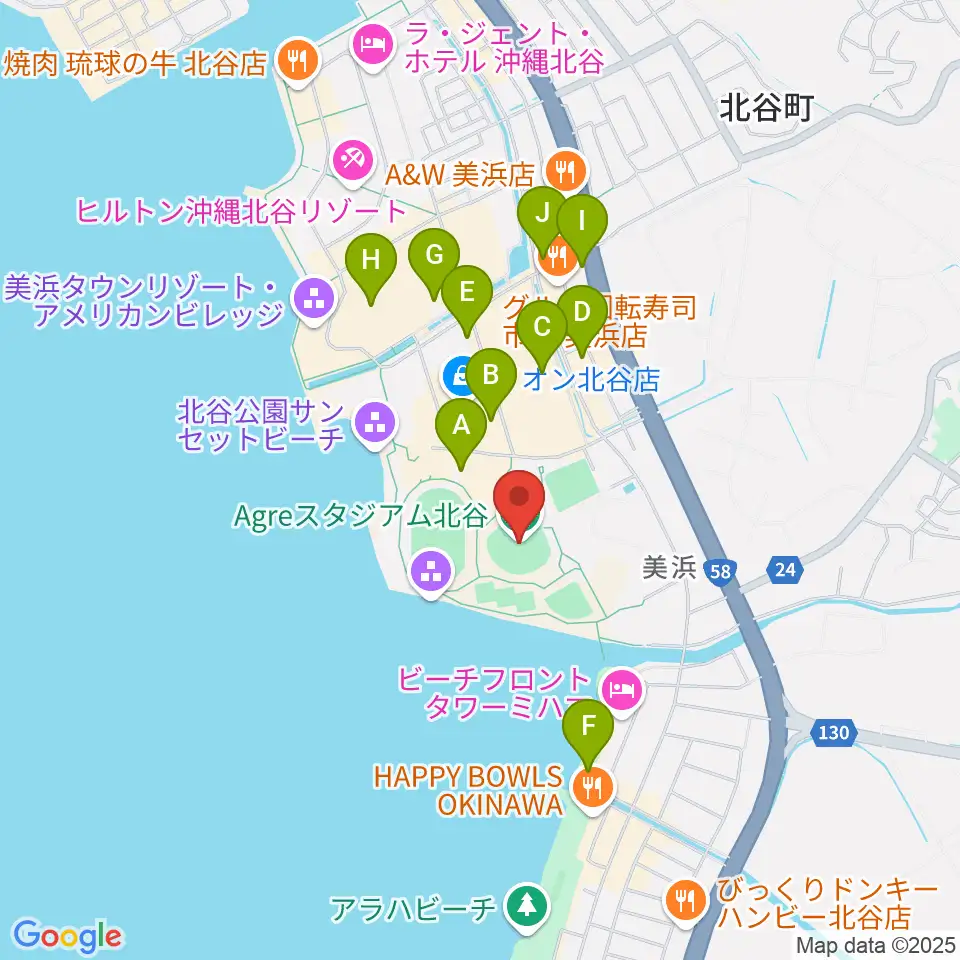 Agreスタジアム北谷周辺の駐車場・コインパーキング一覧地図