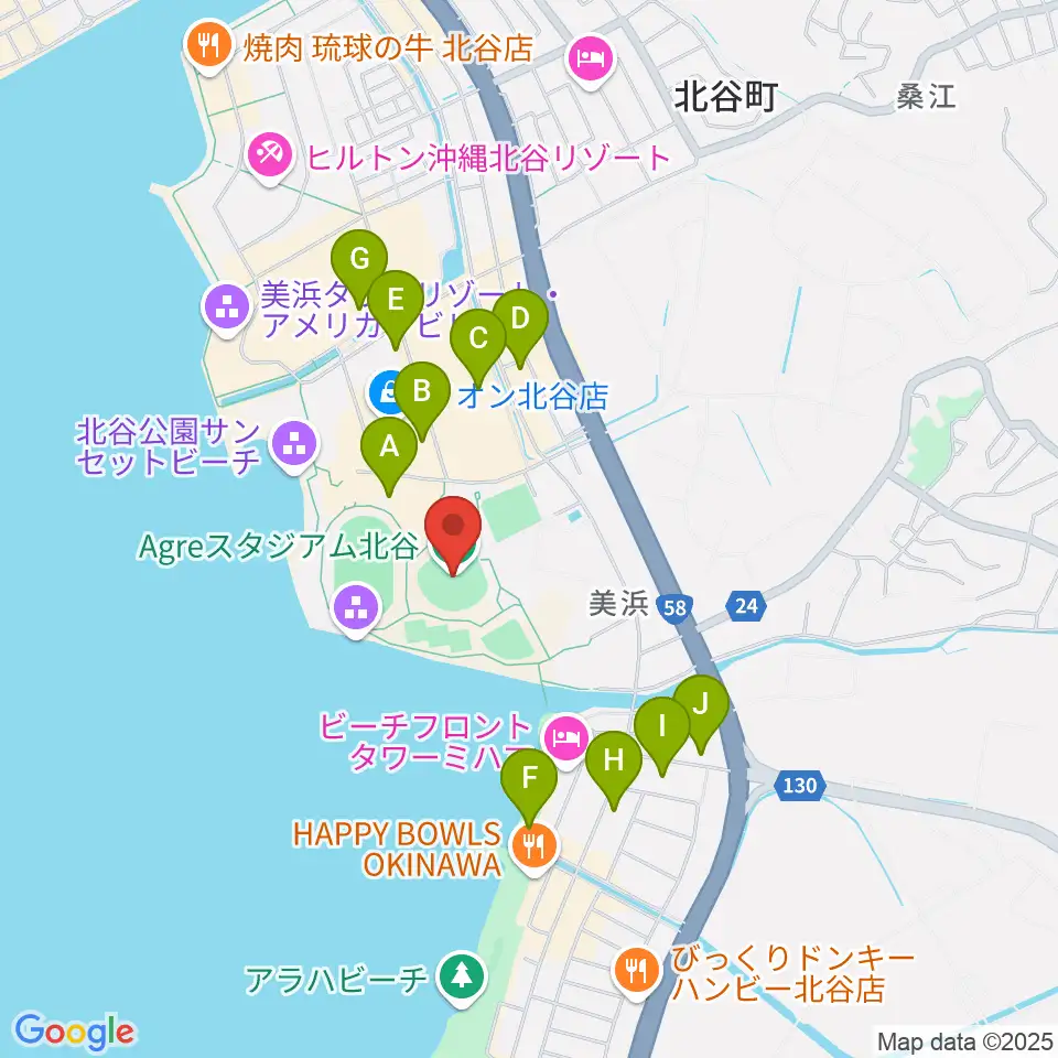 Agreスタジアム北谷周辺の駐車場・コインパーキング一覧地図