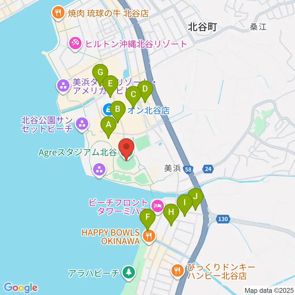 Agreスタジアム北谷周辺の駐車場・コインパーキング一覧地図
