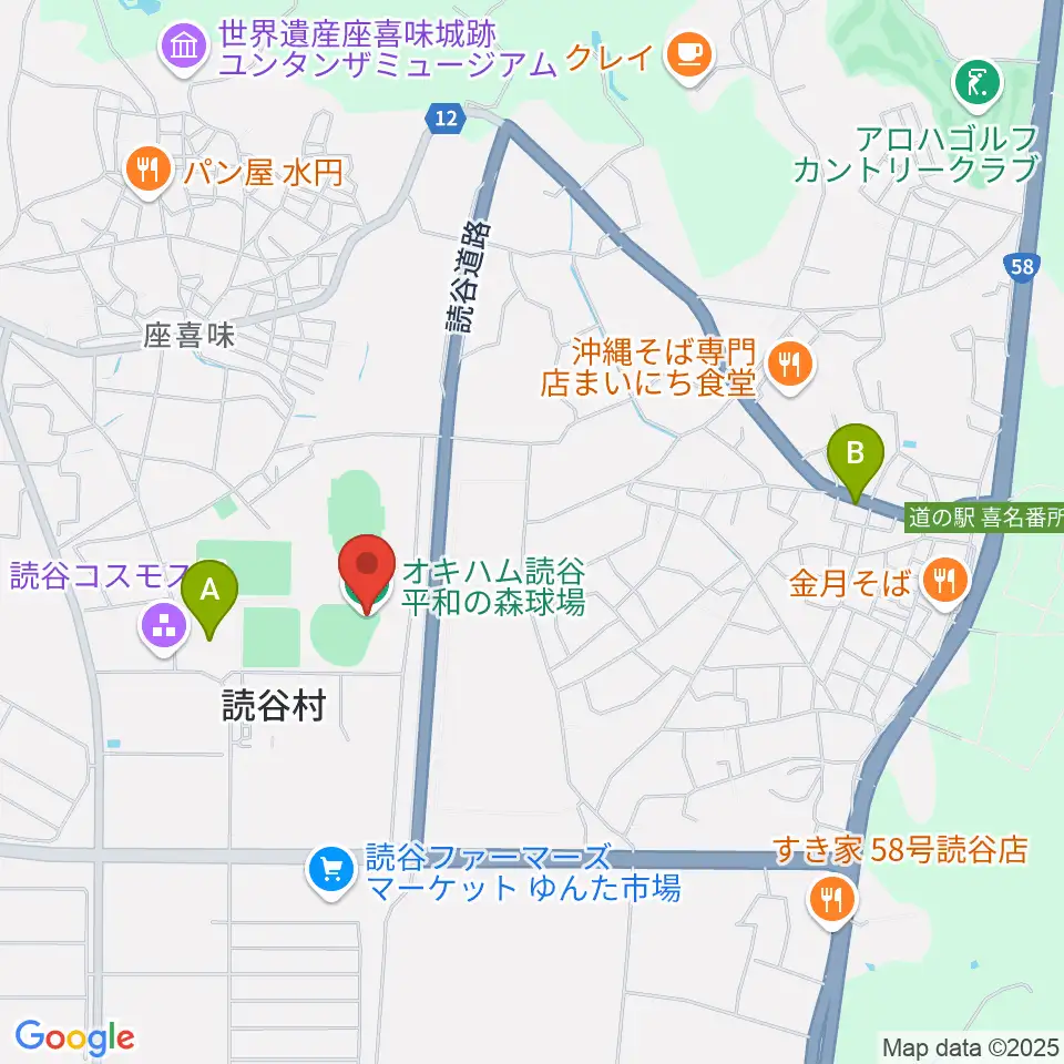 オキハム読谷平和の森球場周辺の駐車場・コインパーキング一覧地図