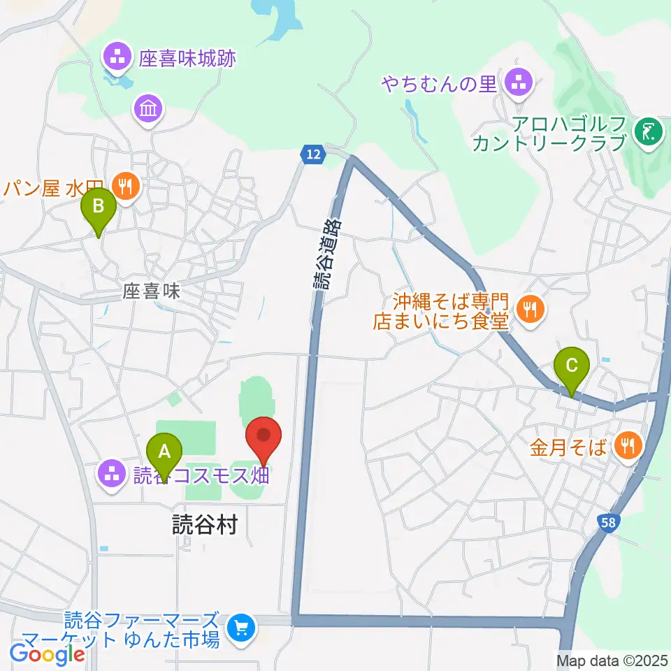 オキハム読谷平和の森球場周辺の駐車場・コインパーキング一覧地図