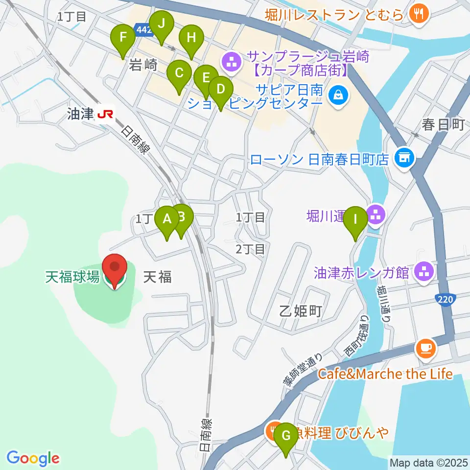 日南市天福球場周辺の駐車場・コインパーキング一覧地図