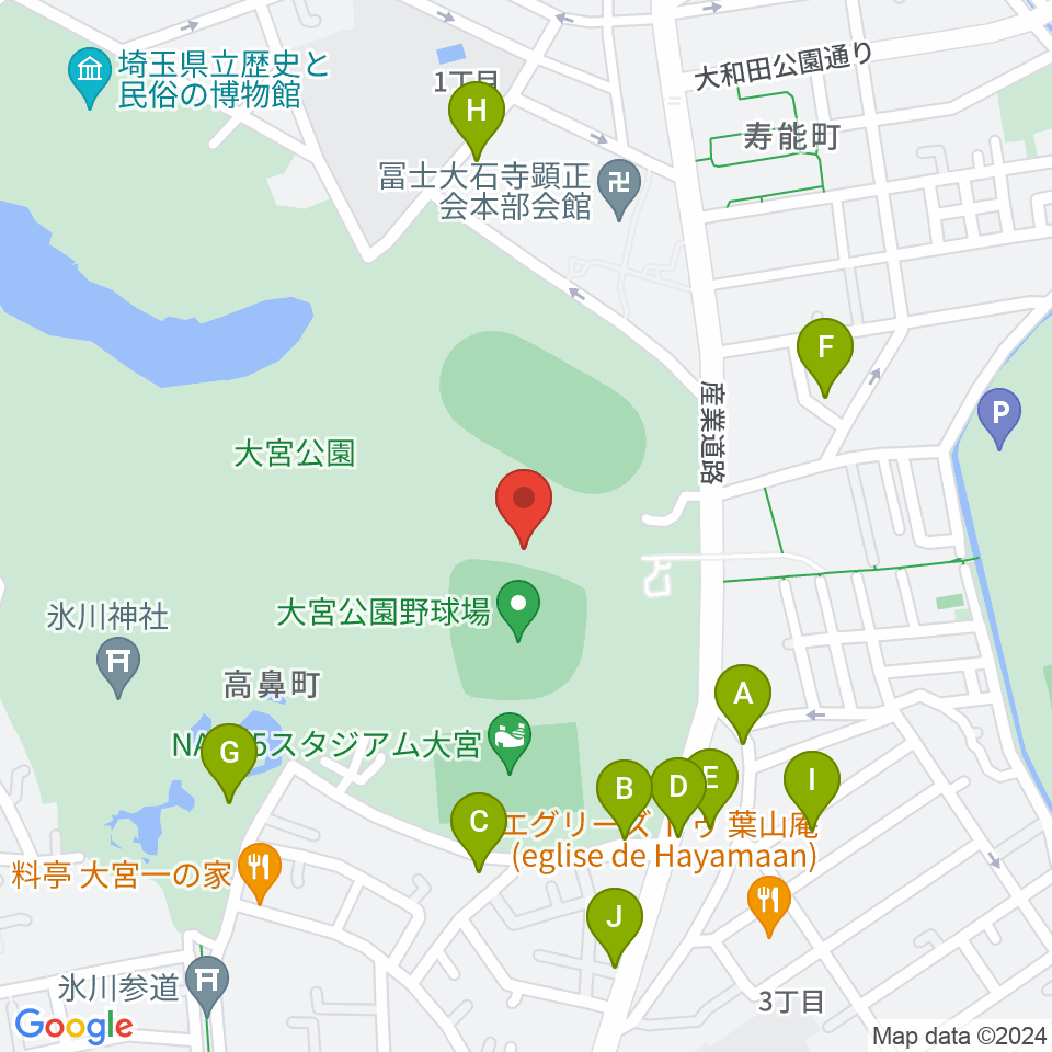 埼玉県営大宮公園野球場周辺の駐車場・コインパーキング一覧地図