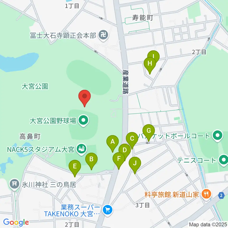 埼玉県営大宮公園野球場周辺の駐車場・コインパーキング一覧地図