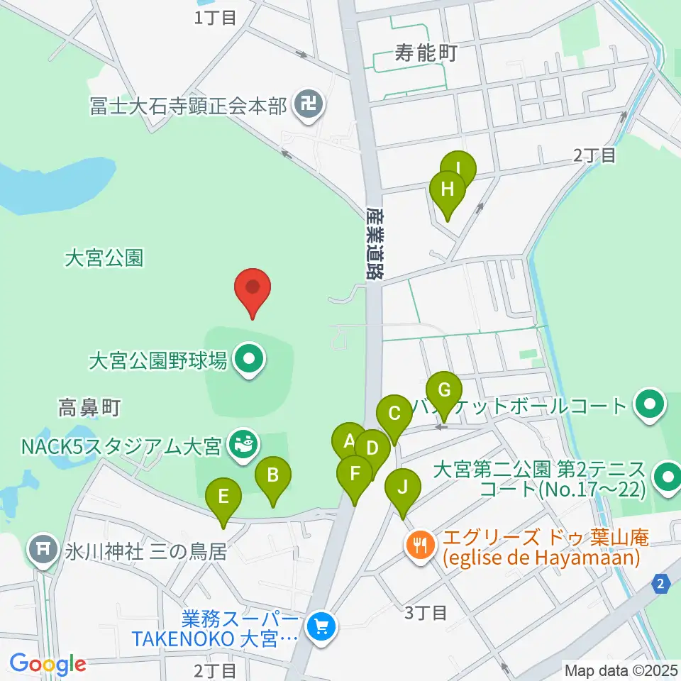 埼玉県営大宮公園野球場周辺の駐車場・コインパーキング一覧地図