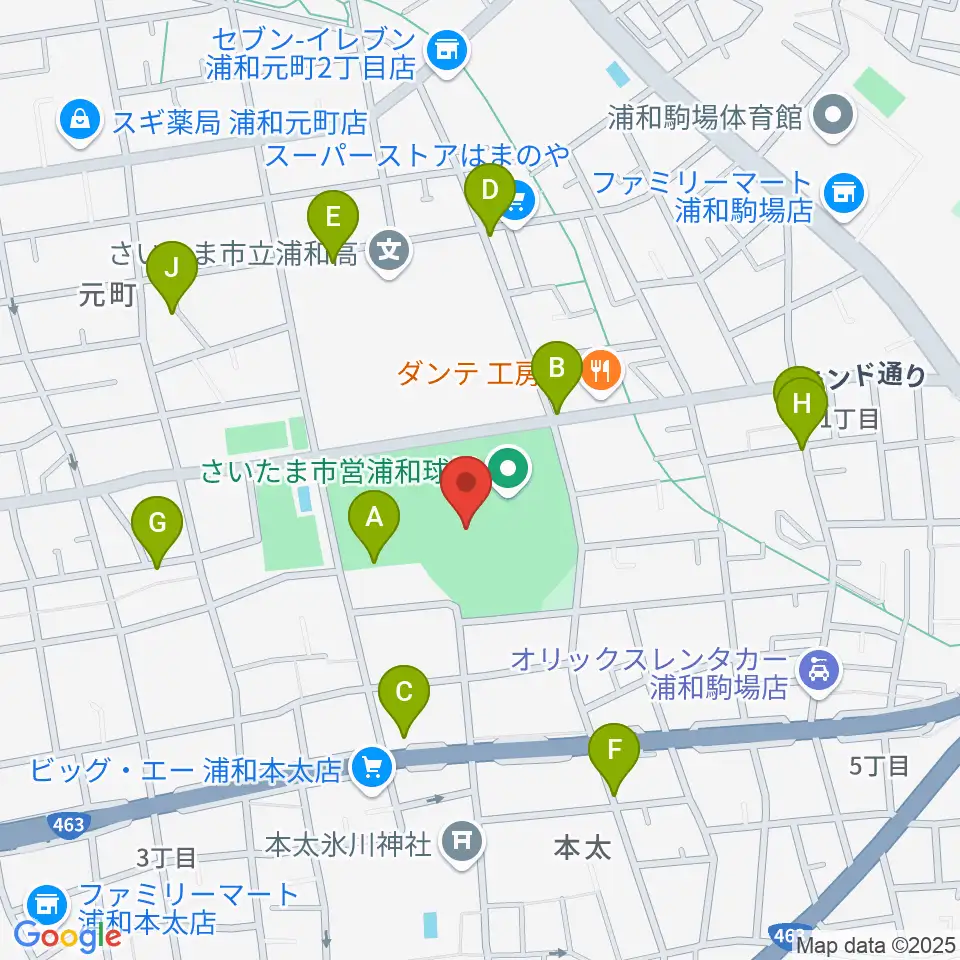 アイル・スタジアム浦和周辺の駐車場・コインパーキング一覧地図