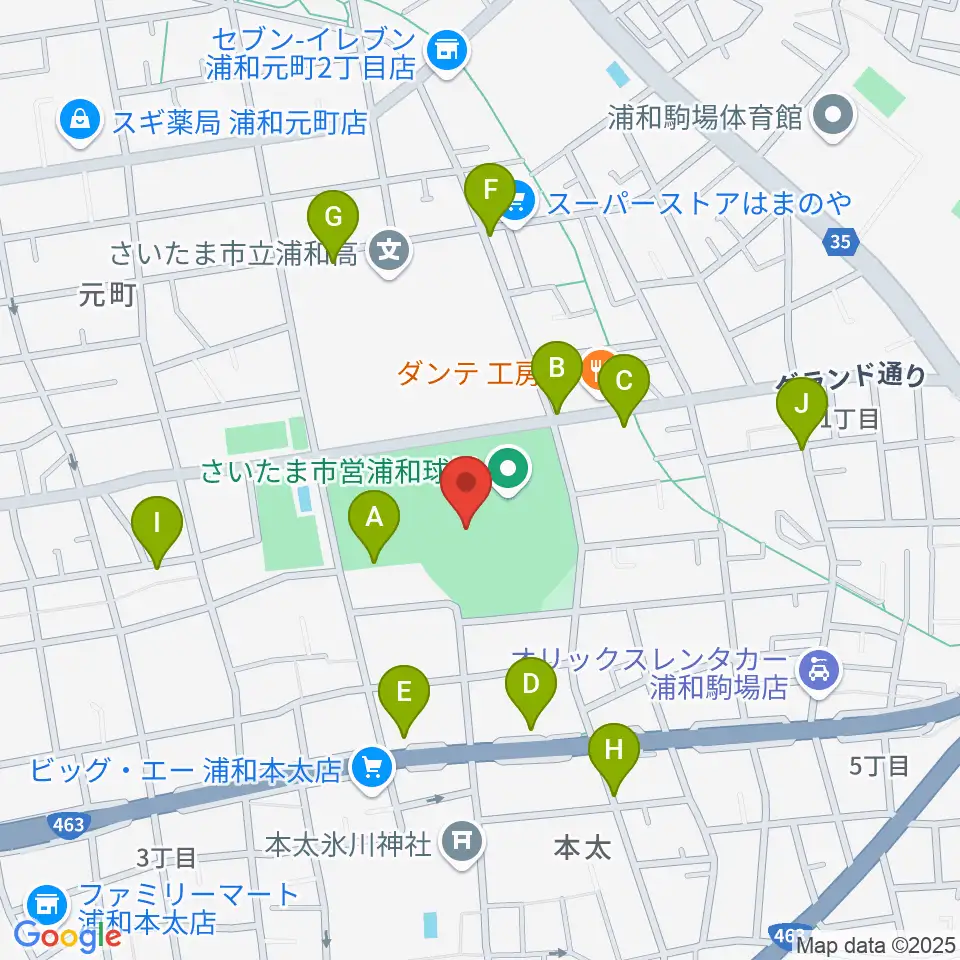 アイル・スタジアム浦和周辺の駐車場・コインパーキング一覧地図