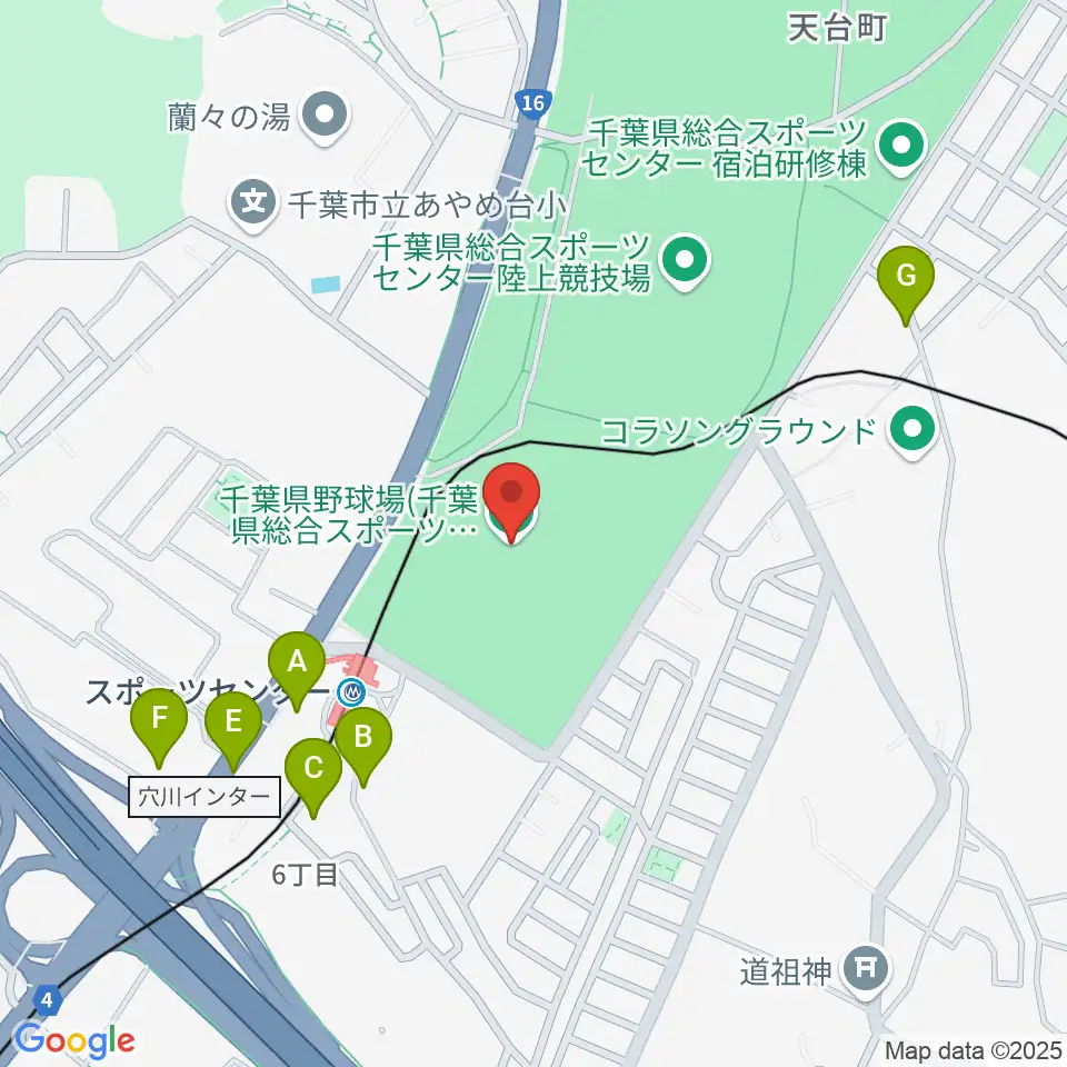 千葉県総合スポーツセンター野球場周辺の駐車場・コインパーキング一覧地図