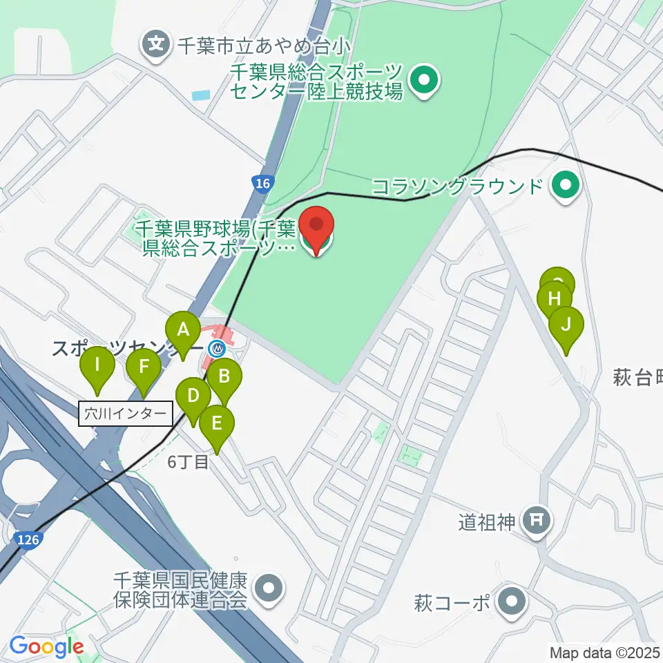 千葉県総合スポーツセンター野球場周辺の駐車場・コインパーキング一覧地図