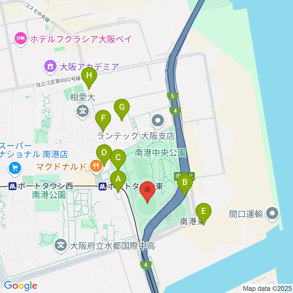 大阪市南港中央野球場周辺の駐車場・コインパーキング一覧地図
