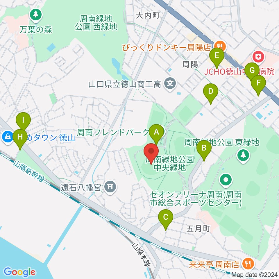 周南市野球場周辺の駐車場・コインパーキング一覧地図