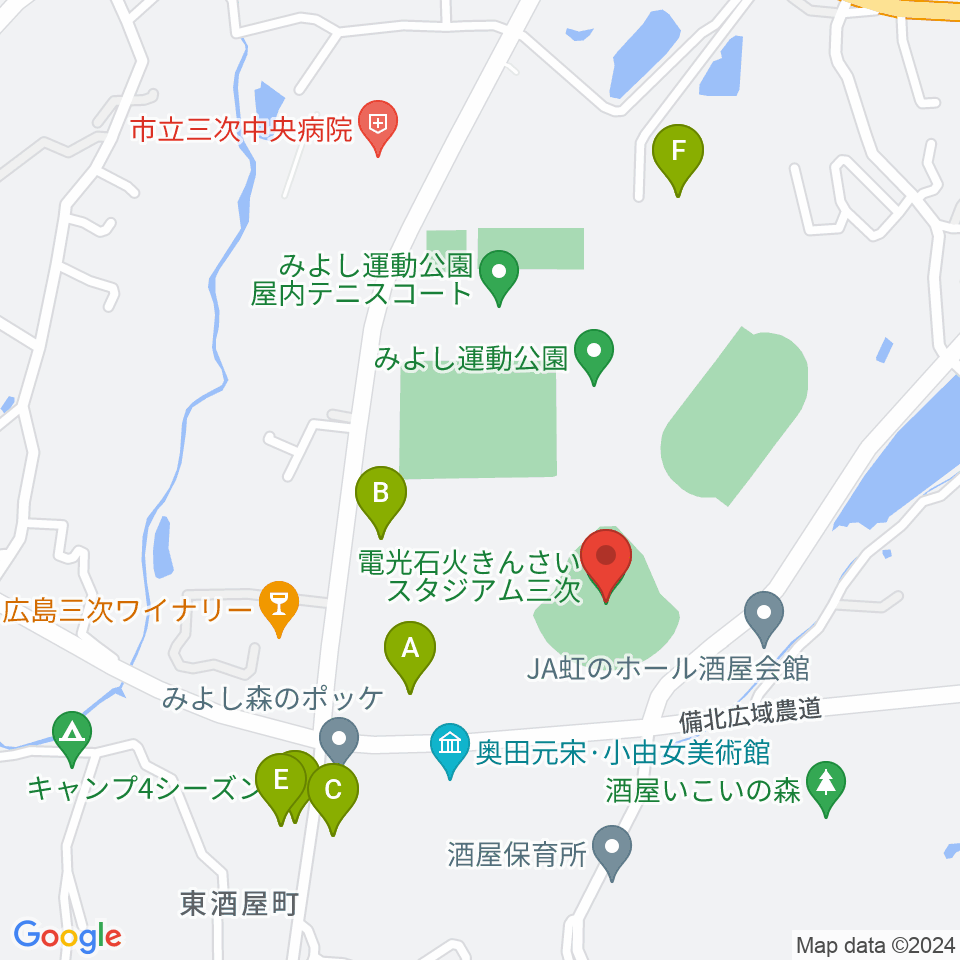 電光石火きんさいスタジアム三次周辺の駐車場・コインパーキング一覧地図