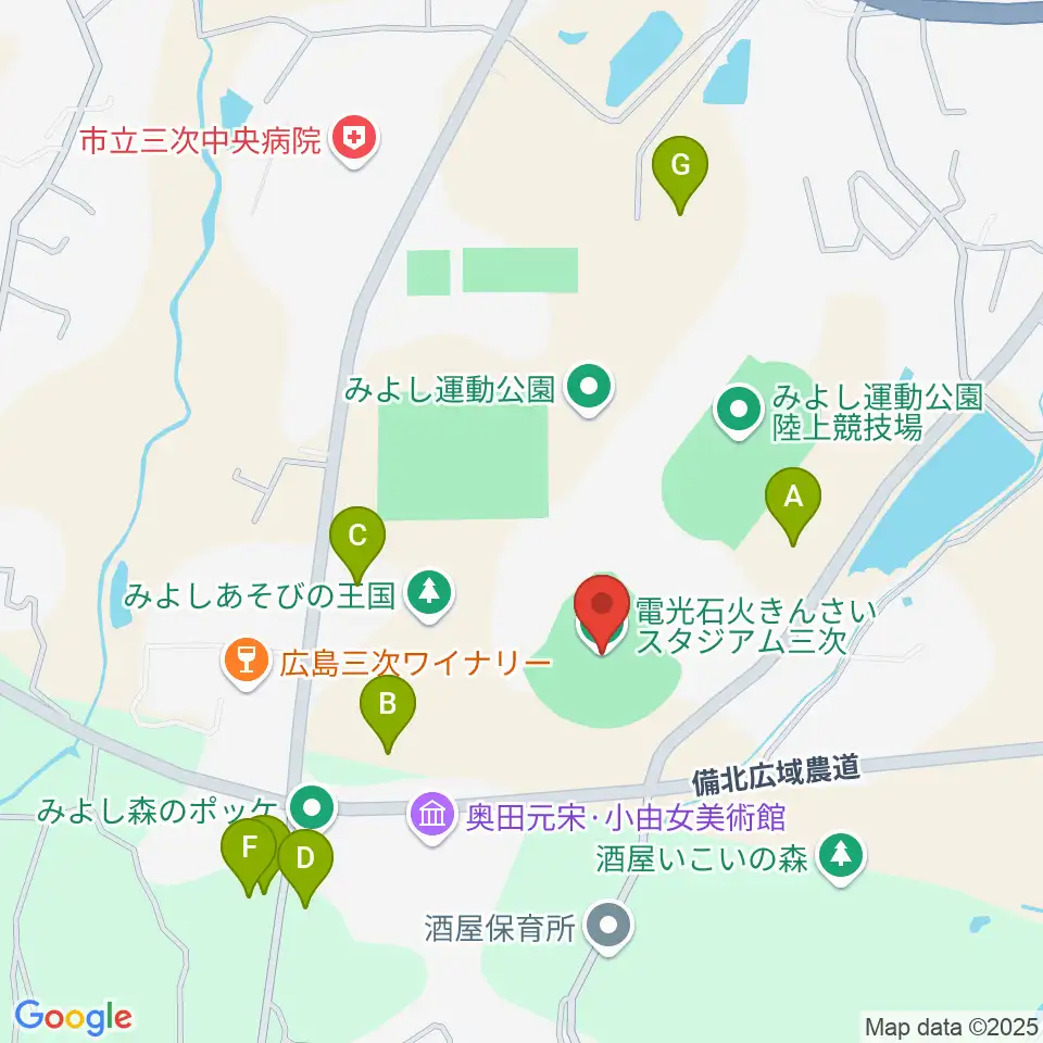 電光石火きんさいスタジアム三次周辺の駐車場・コインパーキング一覧地図