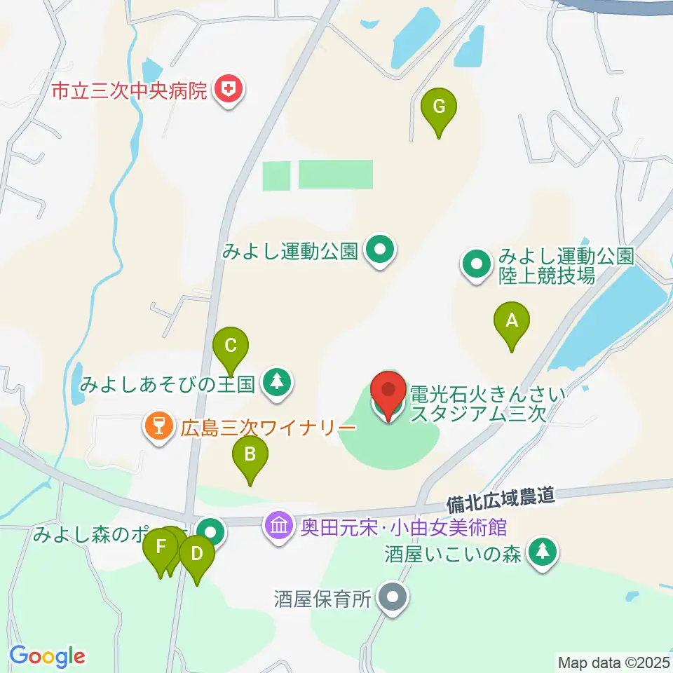 電光石火きんさいスタジアム三次周辺の駐車場・コインパーキング一覧地図