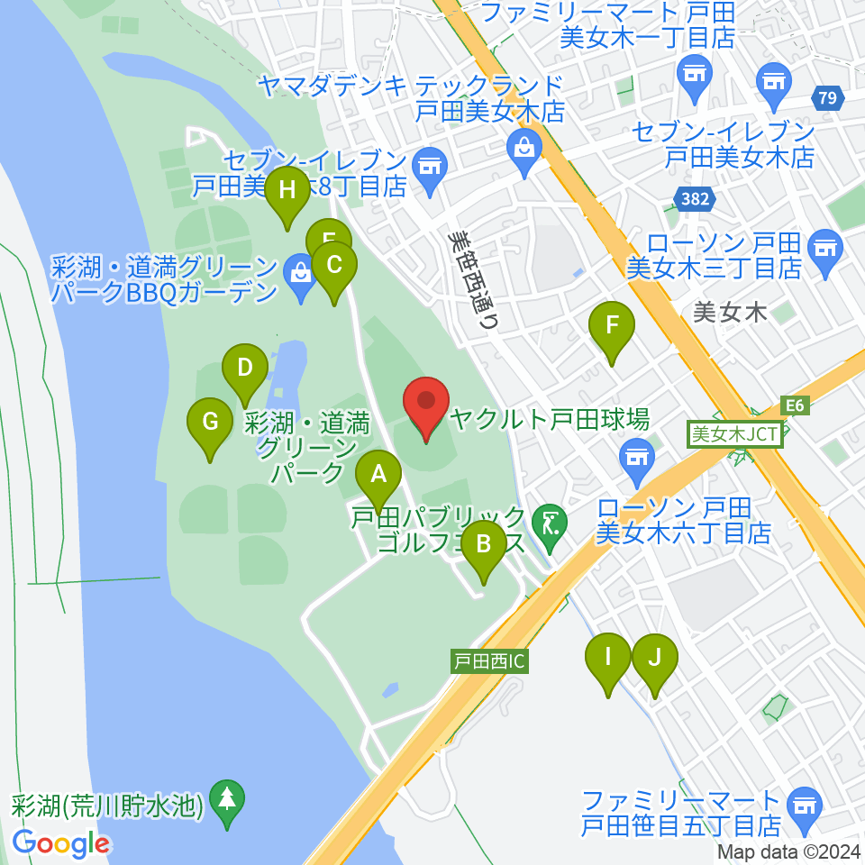 ヤクルト戸田球場周辺の駐車場・コインパーキング一覧地図