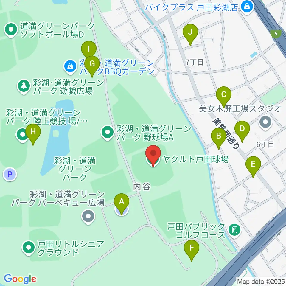 ヤクルト戸田球場周辺の駐車場・コインパーキング一覧地図