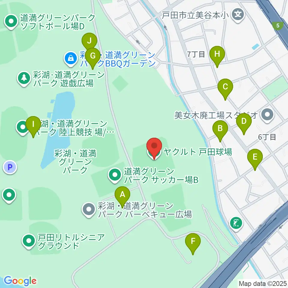 ヤクルト戸田球場周辺の駐車場・コインパーキング一覧地図