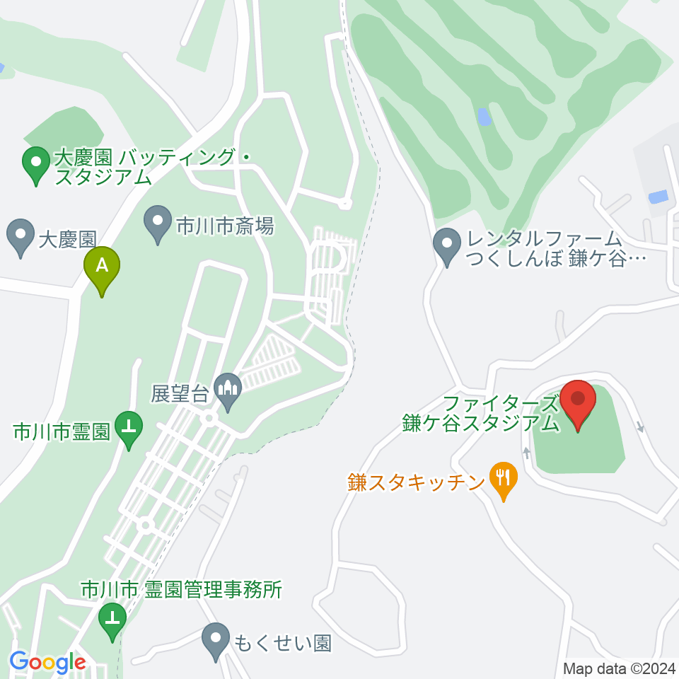ファイターズ鎌ケ谷スタジアム周辺の駐車場・コインパーキング一覧地図