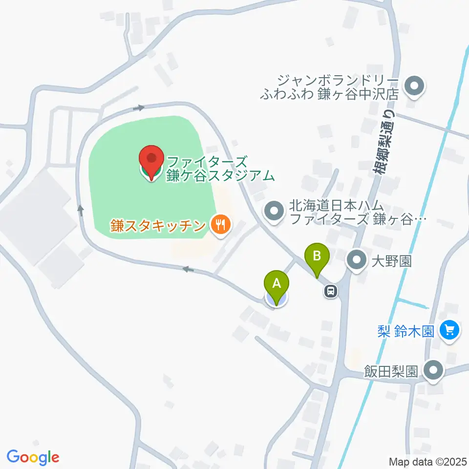 ファイターズ鎌ケ谷スタジアム周辺の駐車場・コインパーキング一覧地図