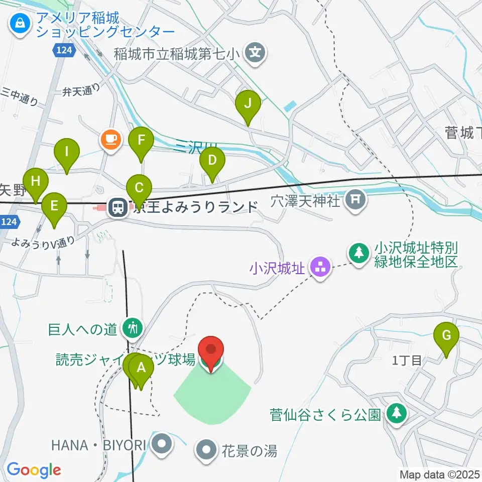 読売ジャイアンツ球場周辺の駐車場・コインパーキング一覧地図
