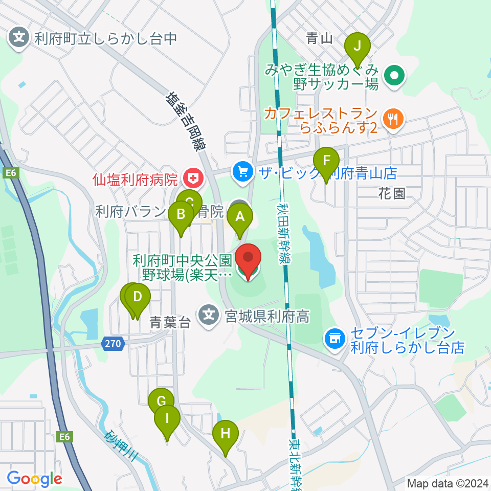 楽天イーグルス利府球場周辺の駐車場・コインパーキング一覧地図