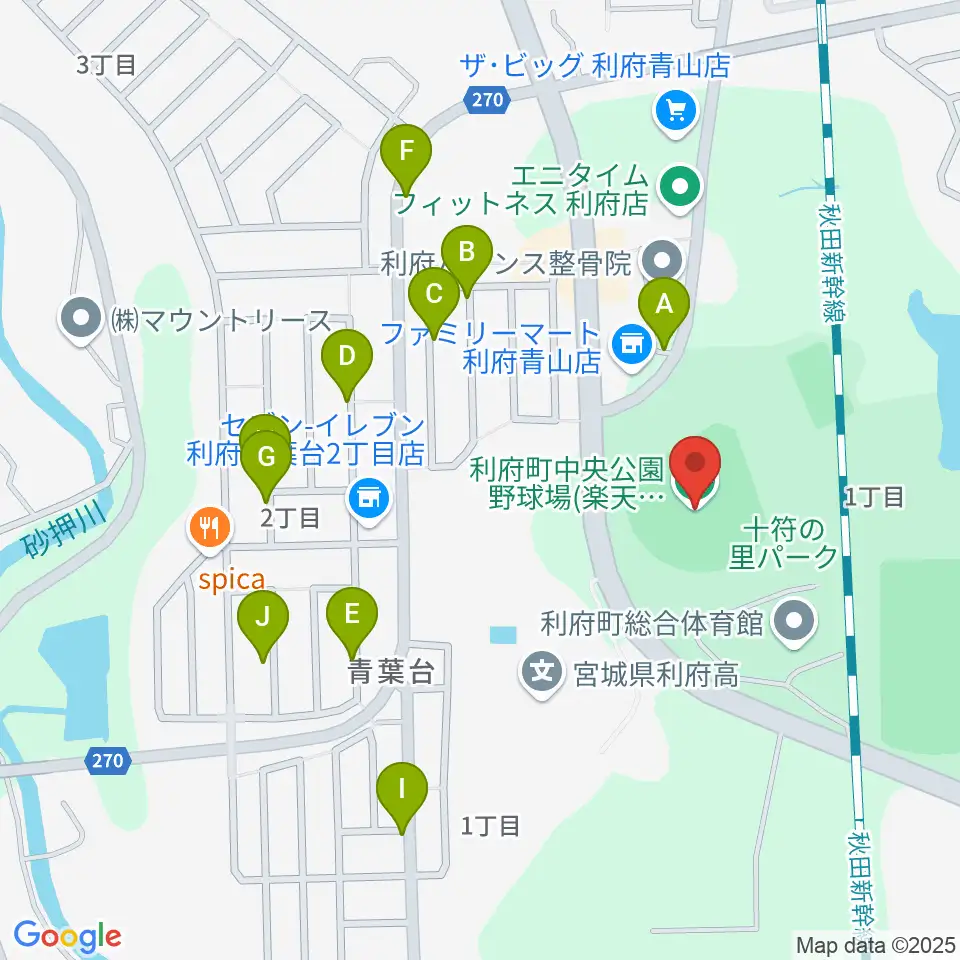 楽天イーグルス利府球場周辺の駐車場・コインパーキング一覧地図
