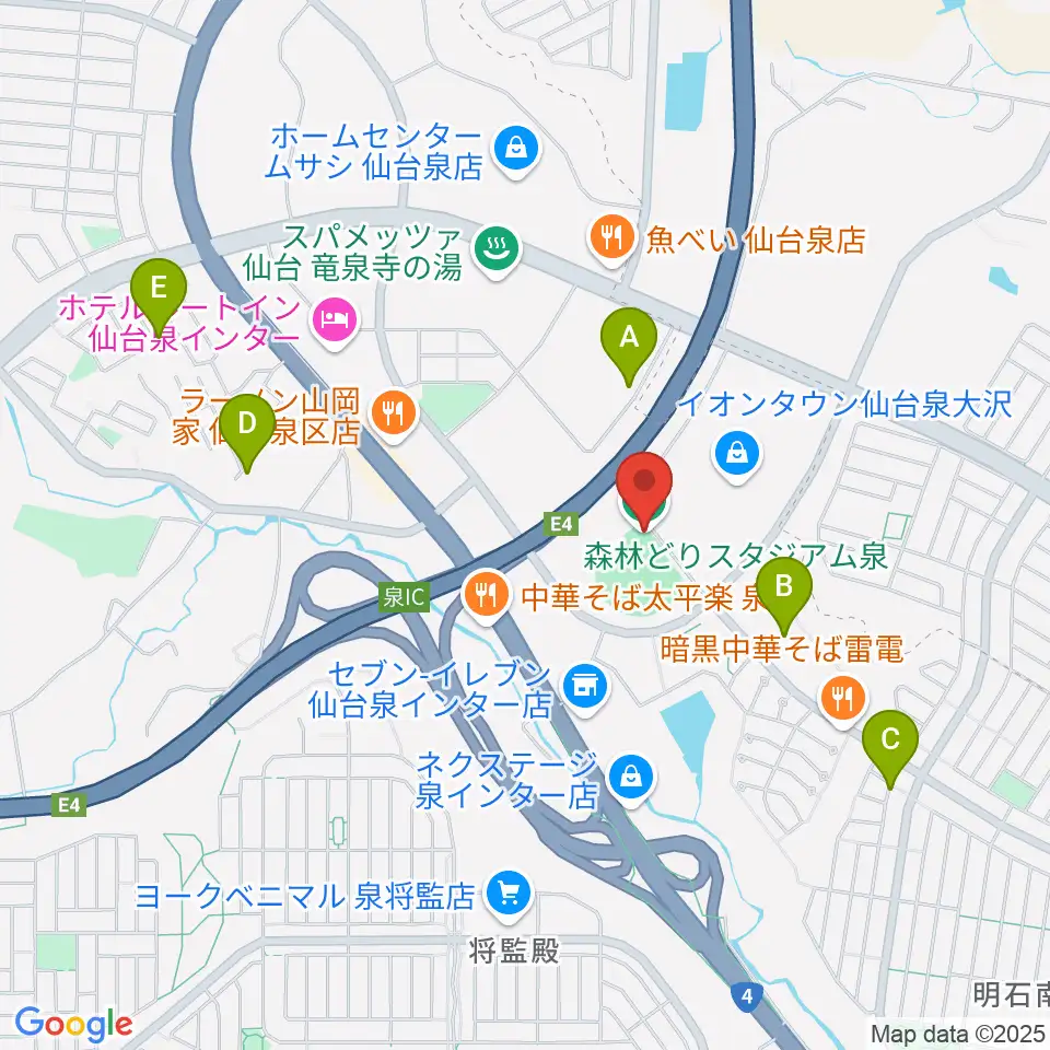 森林どりスタジアム泉周辺の駐車場・コインパーキング一覧地図