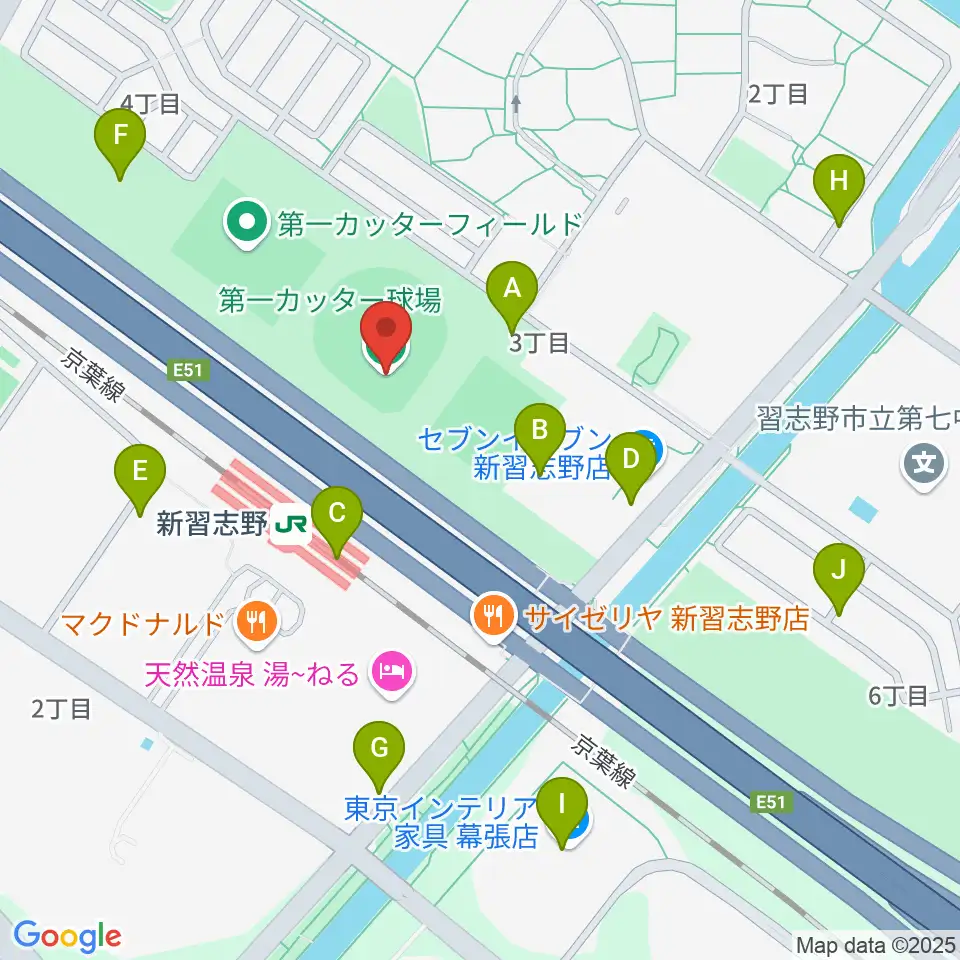 第一カッター球場周辺の駐車場・コインパーキング一覧地図