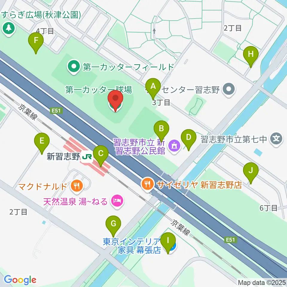 第一カッター球場周辺の駐車場・コインパーキング一覧地図