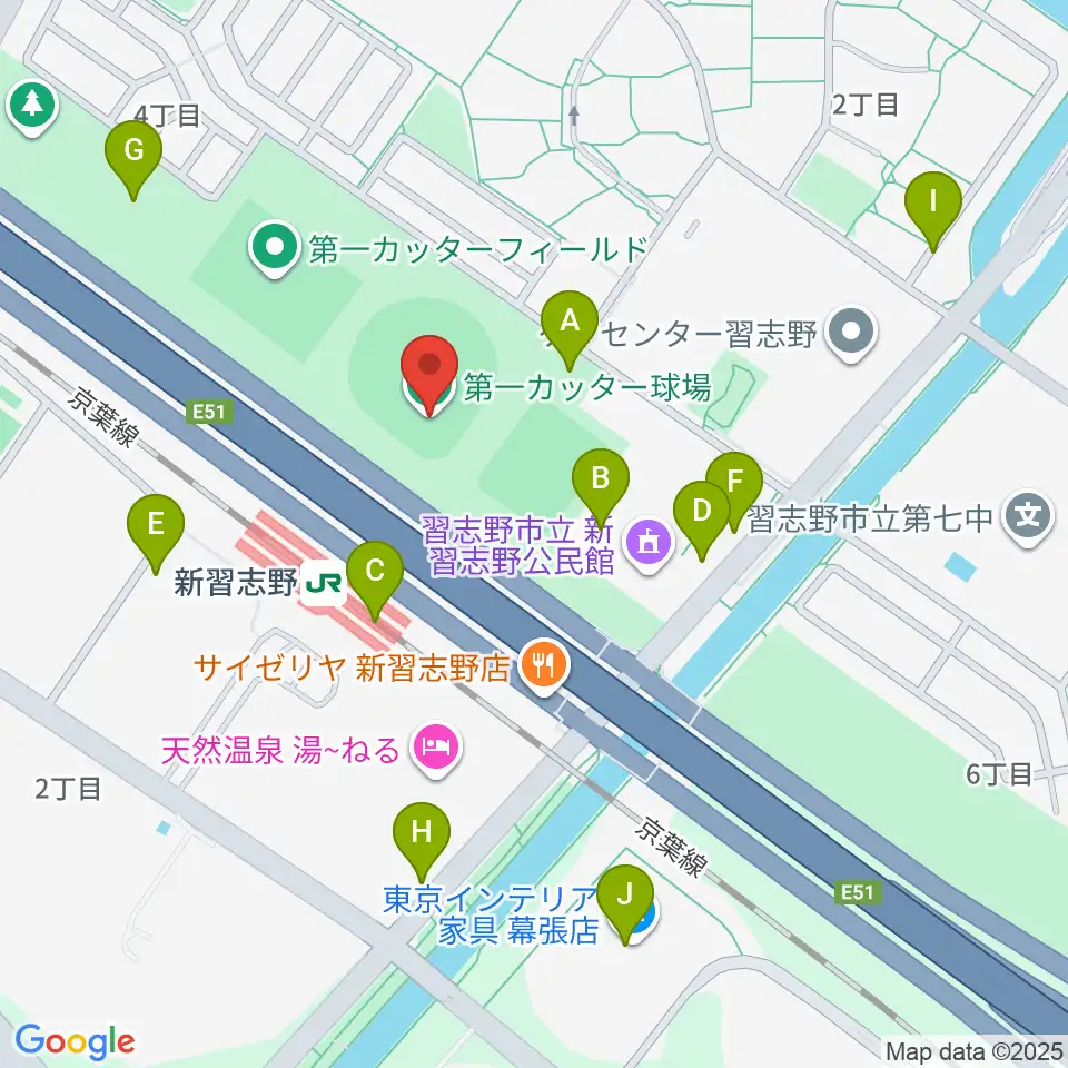第一カッター球場周辺の駐車場・コインパーキング一覧地図
