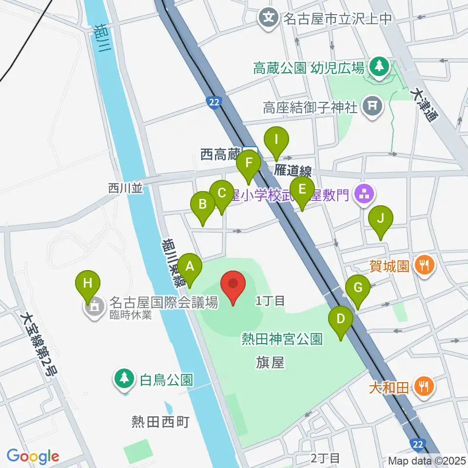 熱田愛知時計120スタジアム周辺の駐車場・コインパーキング一覧地図