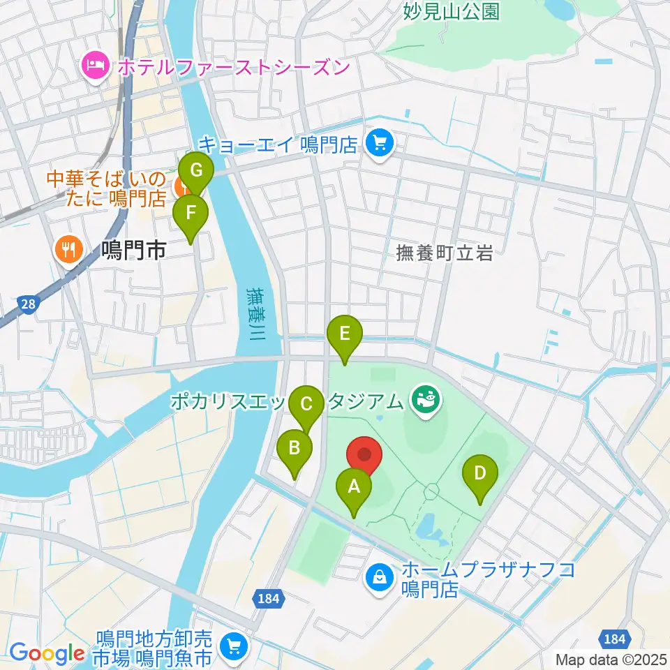 オロナミンC球場周辺の駐車場・コインパーキング一覧地図