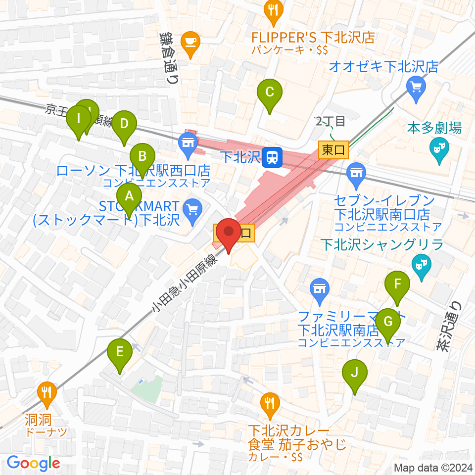 下北沢K2周辺の駐車場・コインパーキング一覧地図