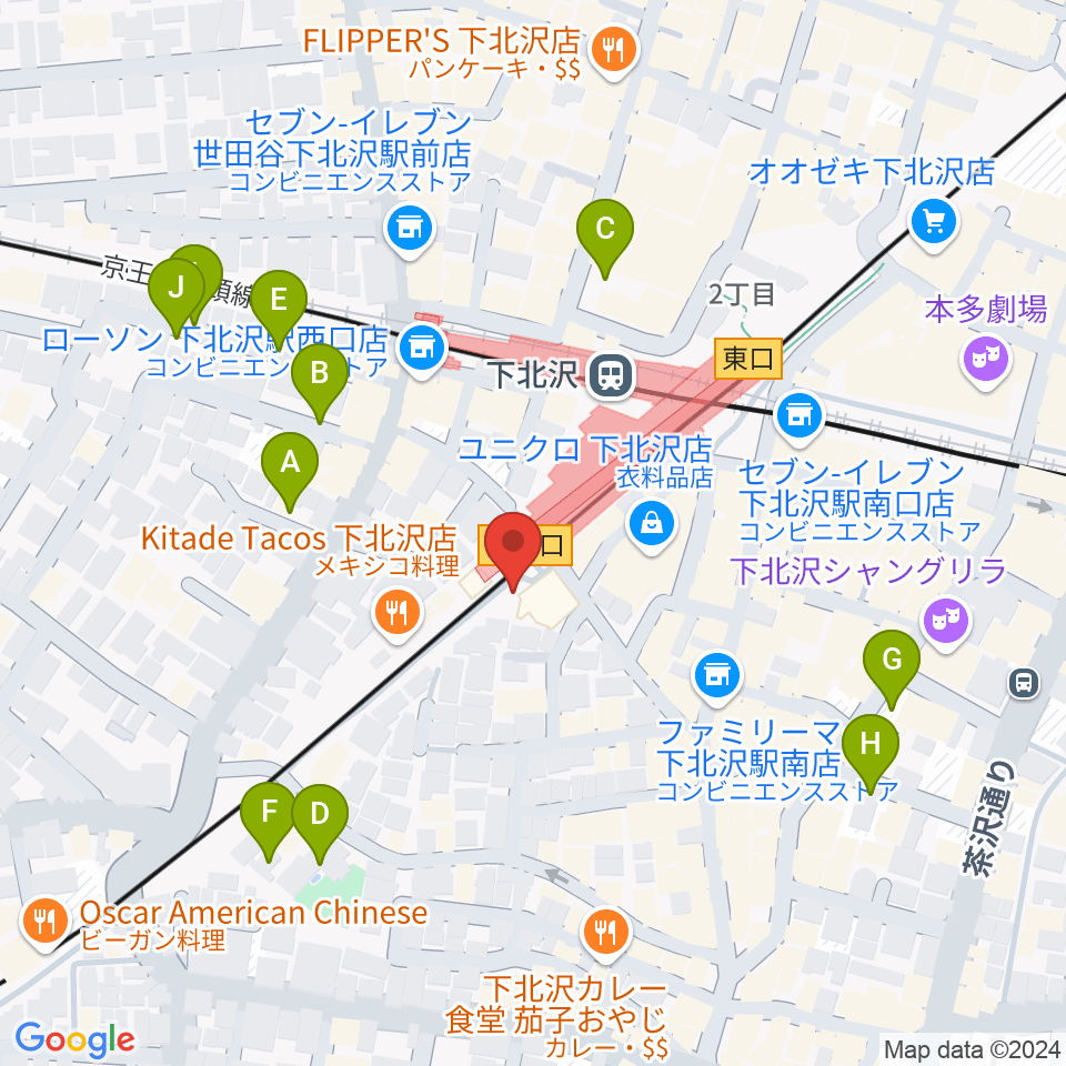 下北沢K2周辺の駐車場・コインパーキング一覧地図