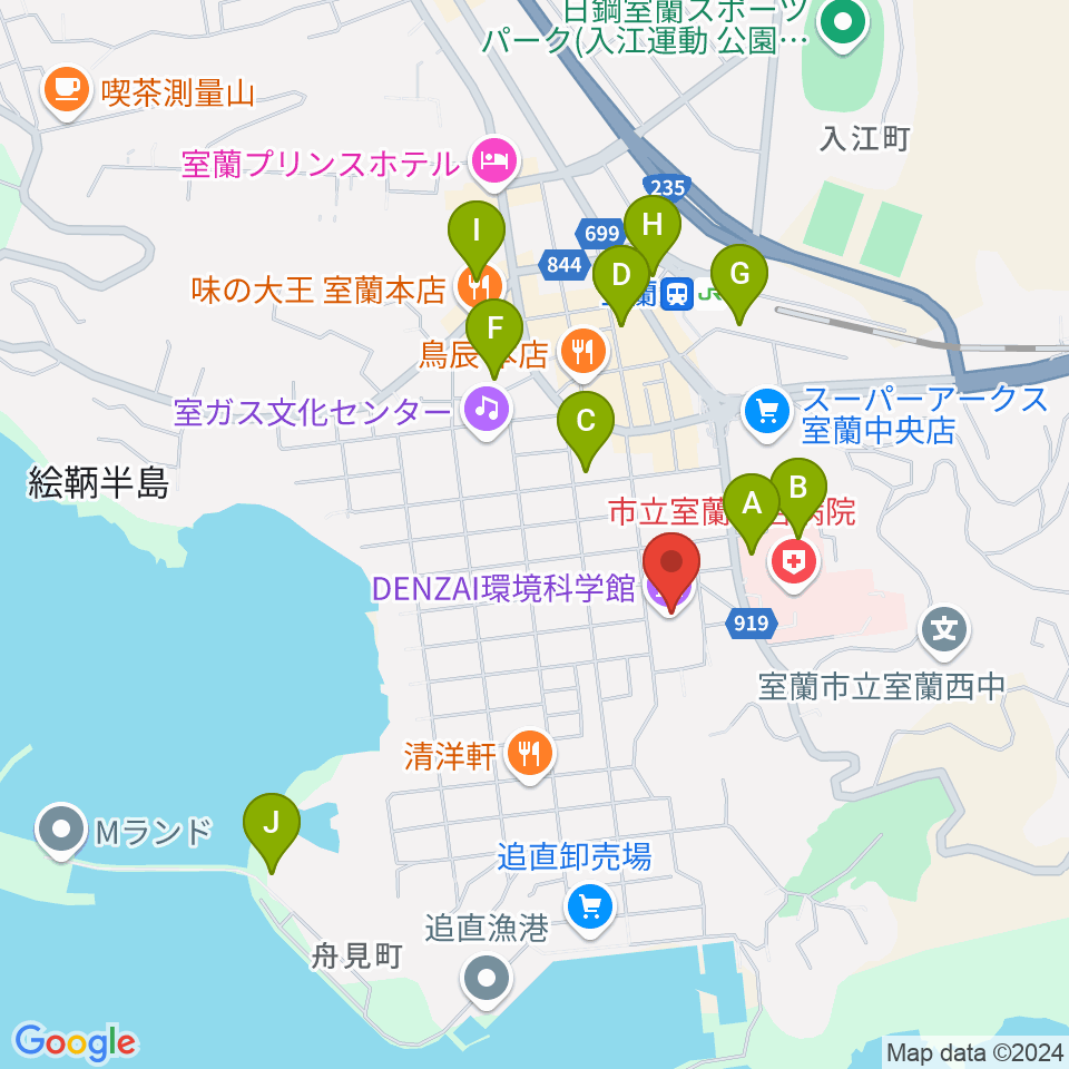 えみらん DENZAI環境科学館周辺の駐車場・コインパーキング一覧地図