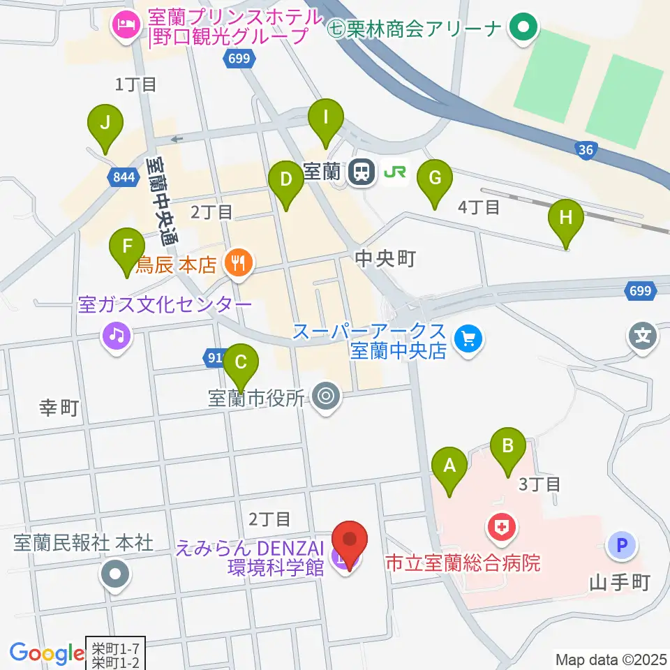 えみらん DENZAI環境科学館周辺の駐車場・コインパーキング一覧地図