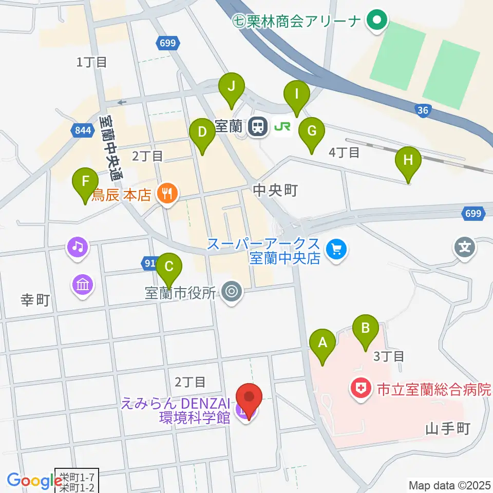 えみらん DENZAI環境科学館周辺の駐車場・コインパーキング一覧地図