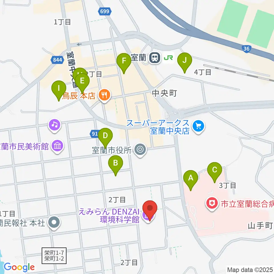 えみらん DENZAI環境科学館周辺の駐車場・コインパーキング一覧地図