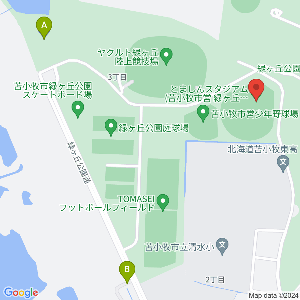 とましんスタジアム周辺の駐車場・コインパーキング一覧地図
