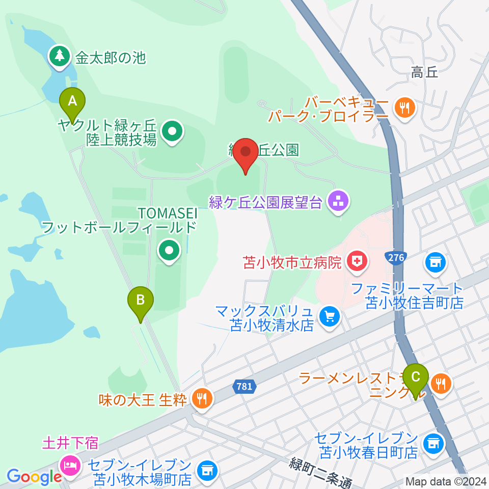 とましんスタジアム周辺の駐車場・コインパーキング一覧地図