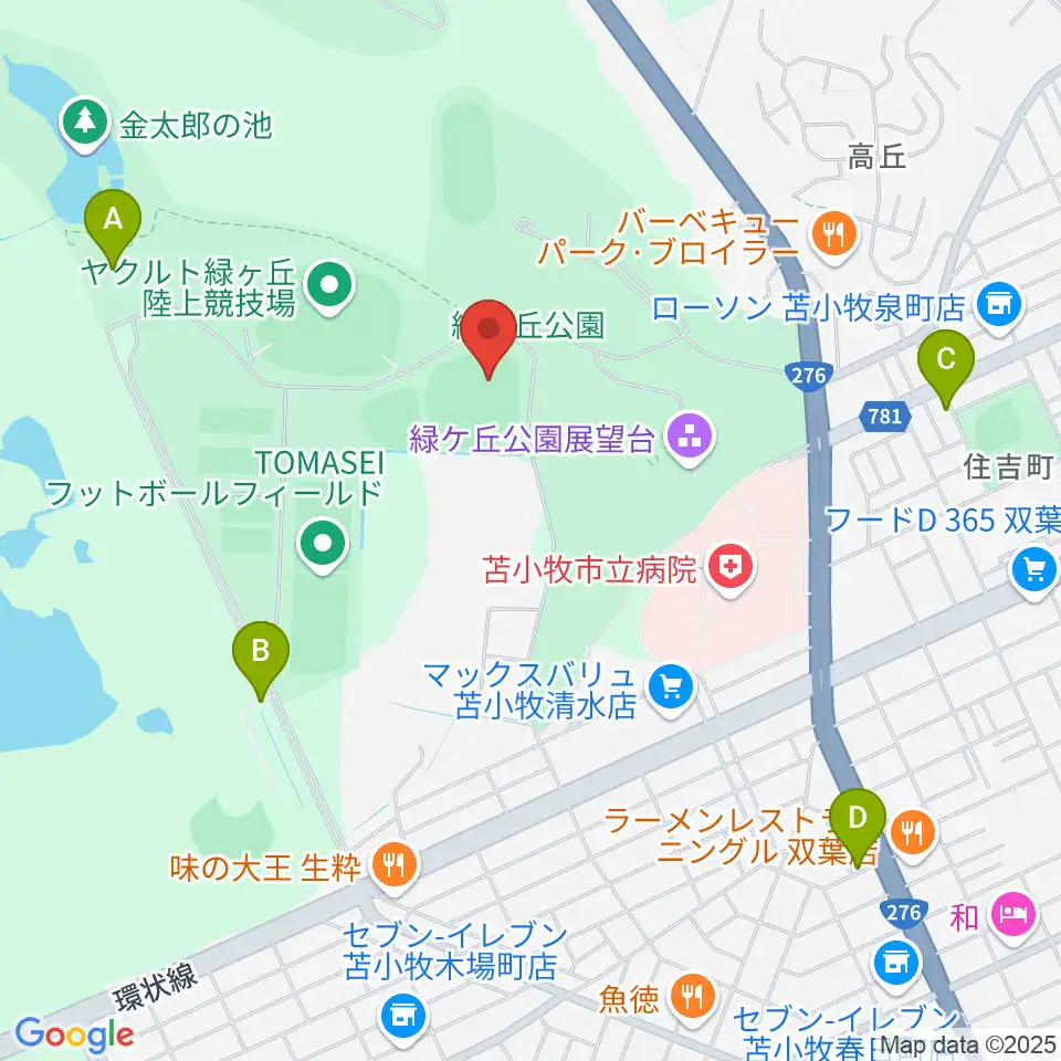 とましんスタジアム周辺の駐車場・コインパーキング一覧地図