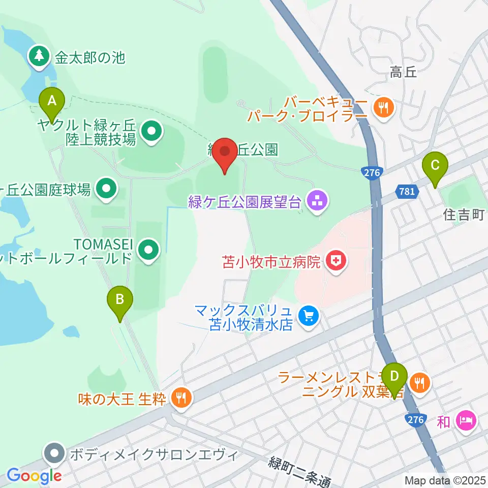 とましんスタジアム周辺の駐車場・コインパーキング一覧地図
