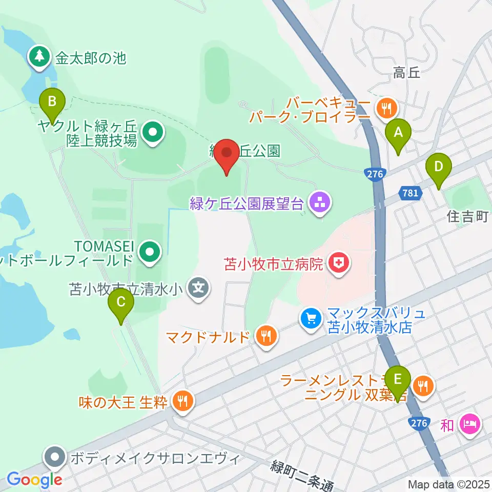 とましんスタジアム周辺の駐車場・コインパーキング一覧地図